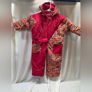 Kids Hooded Snowsuit with Truck Print